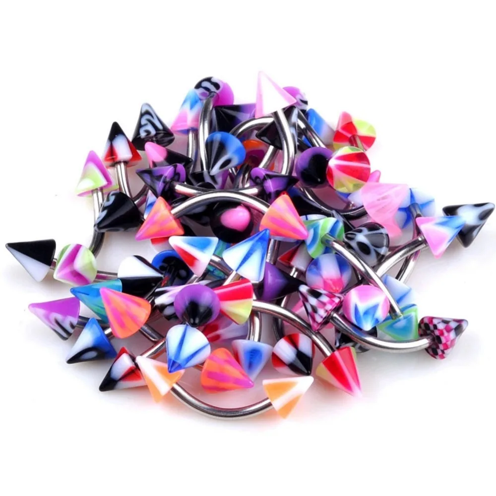 20 шт./лот смешанный акриловый барбель из нержавеющей стали изогнутый для языка