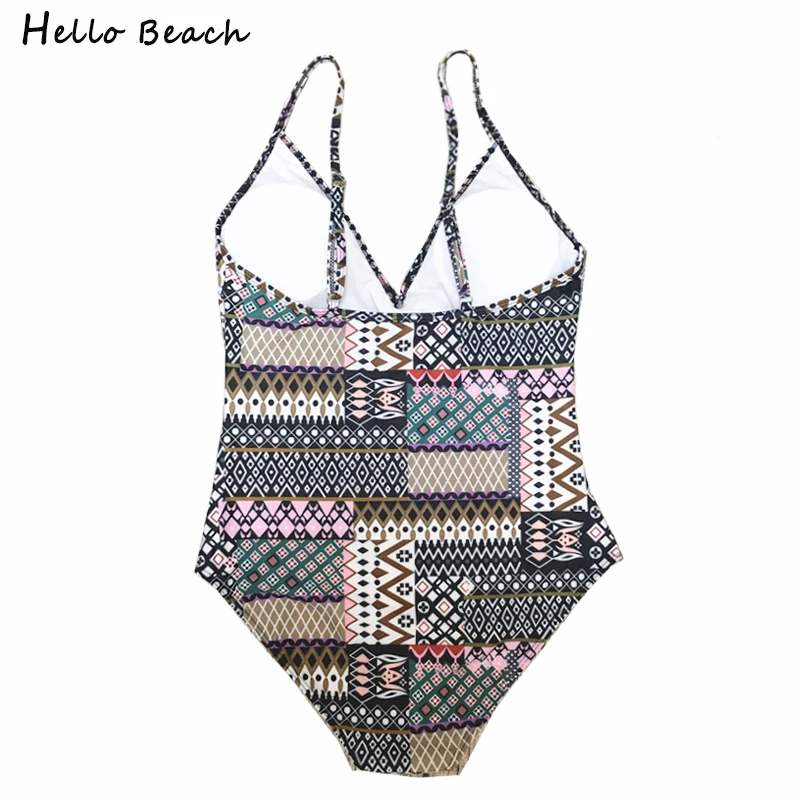 HELLO BEACH 2018 купальник женский купальный костюм с принтом пуш ап монокини летний