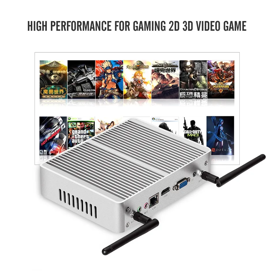 Безвентиляторный мини-ПК Intel Core i3 4010YY i5 4200Y i3 4010U I5 4200U Windows 10 TV Box HDMI VGA USB3.0 Wi-Fi HTPC Barebone Настольный ПК