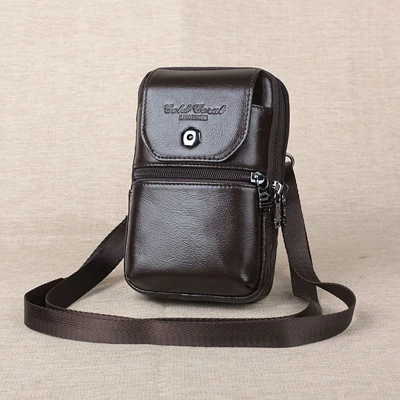two zipper coffee Натуральная кожа, маленькая сумка на плечо, поясная сумка, Мужские поясные сумки, сумка для телефона, дорожная мужская сумка-мессенджер, кошелек для монет, кошельки, сумки - Цвет: two zipper coffee