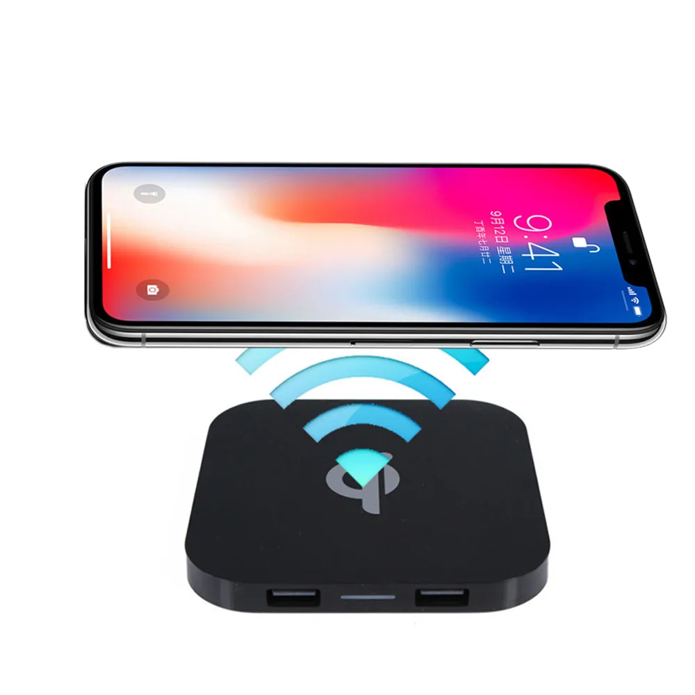 New Portable Mini Qi Safe Wireless Charger Charging Pad Dual USB For Iphone8/8 Plus/X for Samsung Galaxy 180116|charging pad|wireless charger
