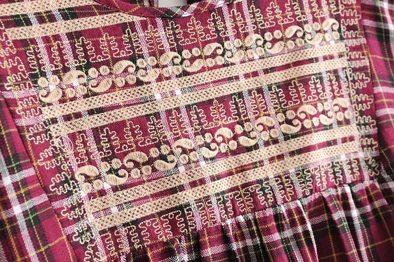 Женская блузка OMCHION Blusa винтажная красная с длинным рукавом и модной вышивкой