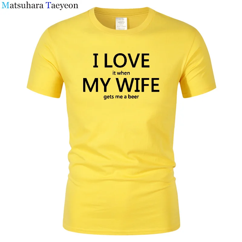 Новинка 2018 летняя футболка с надписью I Love My Wife забавное пиво Юмористическая