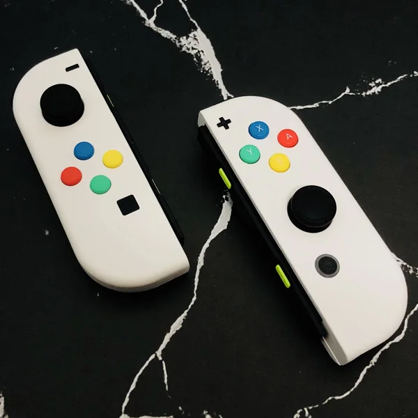 1 пара, новинка, для nintendo Switch, пользовательские Джойстики, белые джойстики Joy Con, NS Switch Joy Con L+ R, джойстик с цветными кнопками ABXY - Цвет: L White-R White