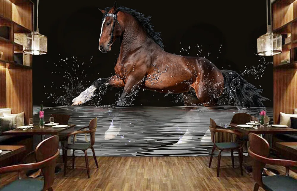 Waterproof Self-adhesive Wallpaper Backdrop Wall Sticker Mural Living Room Decal Animal Horse | Дом и сад