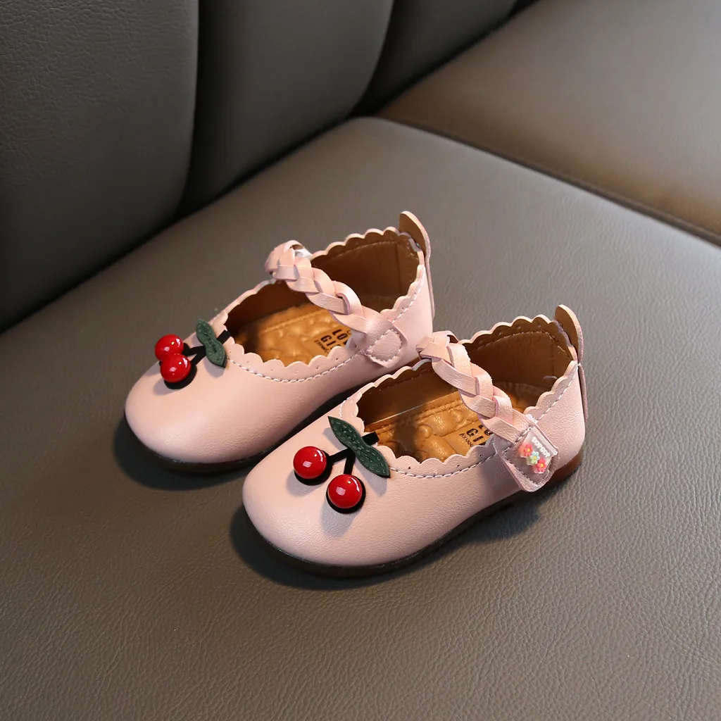 Leather Shoes Toddler Infant Kids Baby Girls Cherry Leather Single Princess Shoes Chaussure Enfant Fille School Shoes For Girls