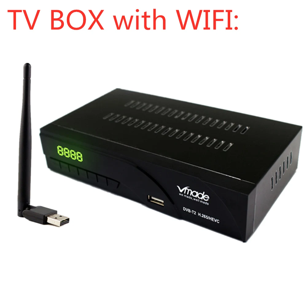 with WIFI Vmade DVB T2 в наземном ТВ-приемнике приемный ТВ-тюнер с wifi DVB T2 H.265 ТВ-приставка декодер Youtube Dolby IP tv HD рецептор - Цвет: with WIFI