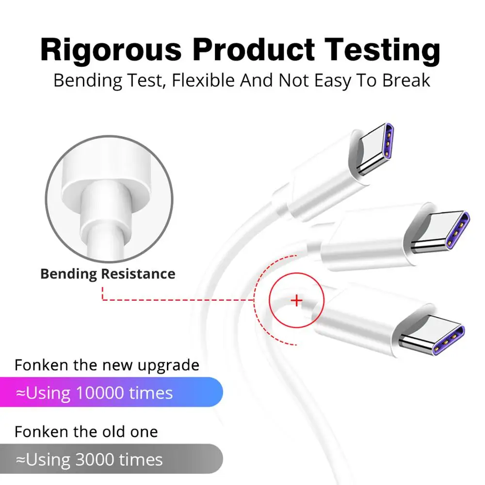 Кабель USB Type C 5A быстрое зарядное устройство телефонный кабель SCP FCP QC4.0 QC3.0 быстрая