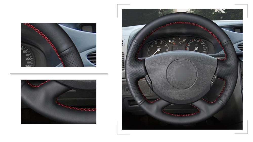 Черный чехол на руль из искусственной кожи для Renault Laguna 2001-2007 Vel Satis 2001-2005 Grand Espace 2003-2008 trafc 2012