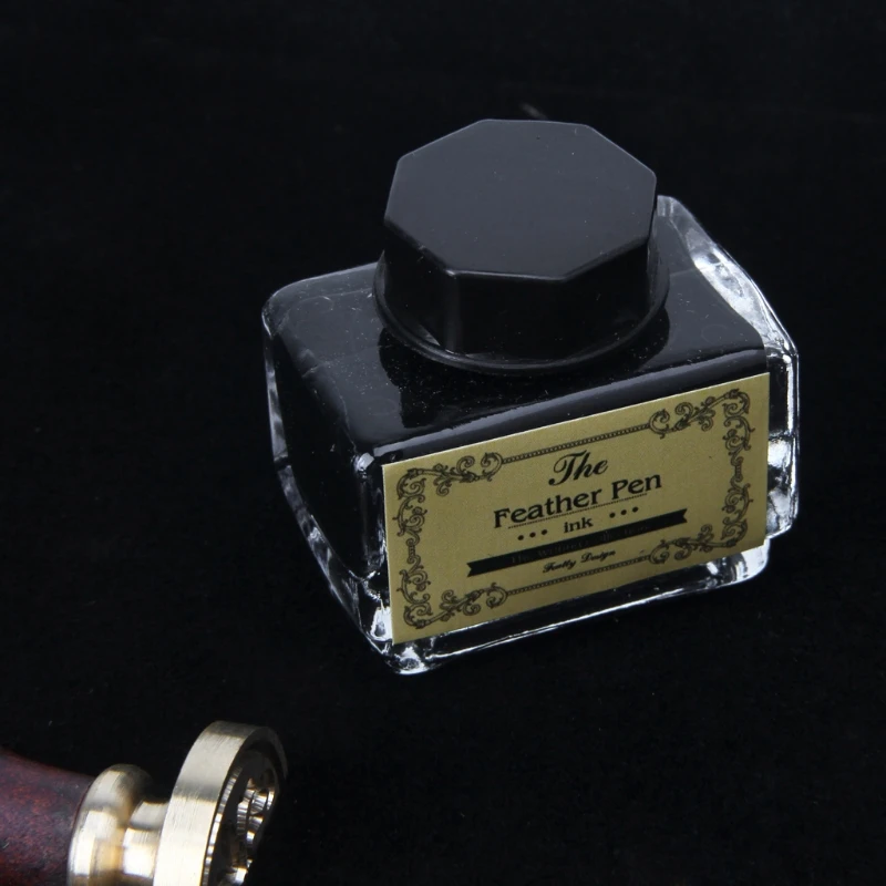 

owl feather dip pen with vintage gift box business pen fountain pen feather pen with ink bottle seal FOR