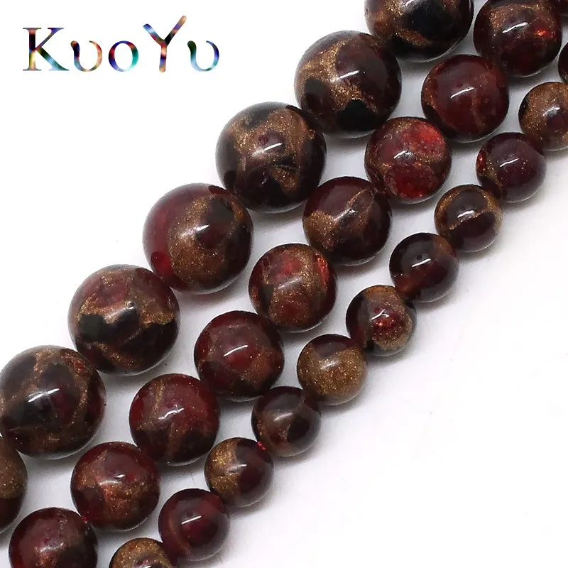Natural Stone Red Cloisonne Beads Round Loose 6/8/10 mm For Jewelry Making DIY Bracelet Necklace Jewellery 15&quot Strand | Украшения и