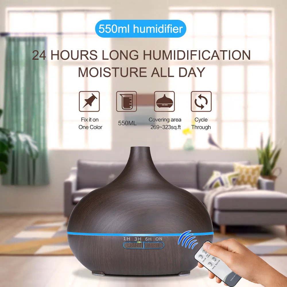 Ультразвуковой увлажнитель воздуха с отделкой под дерево 550 мл | Бытовая техника