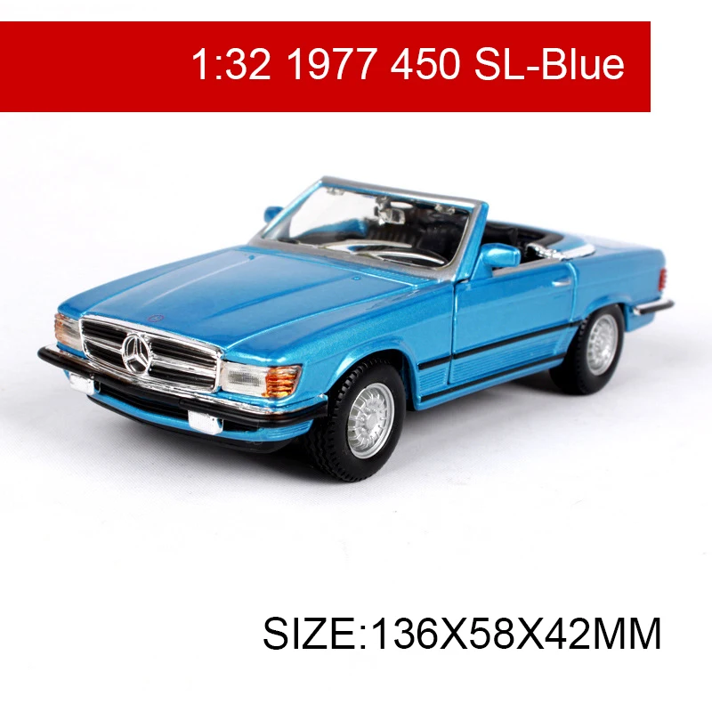 Модель автомобиля Bburago 1:32 модель 1977 450SL R107 Roadster Классические автомобили