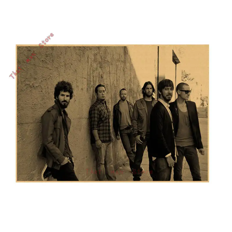 Винтажная ретро-рок-группа Linkin park, музыкальная гитара, матовая крафт-бумага, античный плакат, настенная наклейка, домашний декор