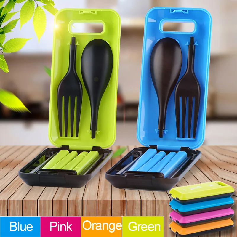

Portable Folding Outdoor Camping Hiking Tableware Dinnerware Set Cutlery Fork Chopsticks Set Bento Lunch Box Accessories MJ