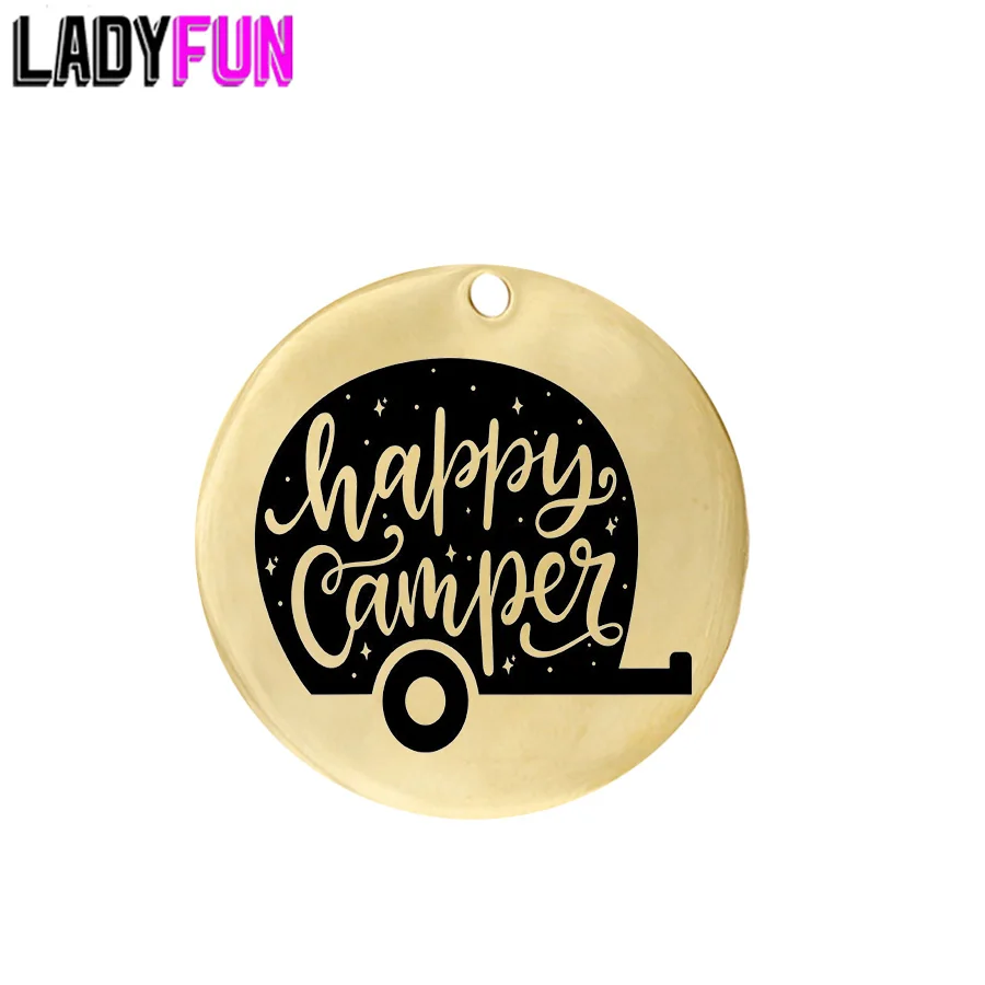 Ladyfun настраиваемые подвески из нержавеющей стали для кемпинга Happy Camper