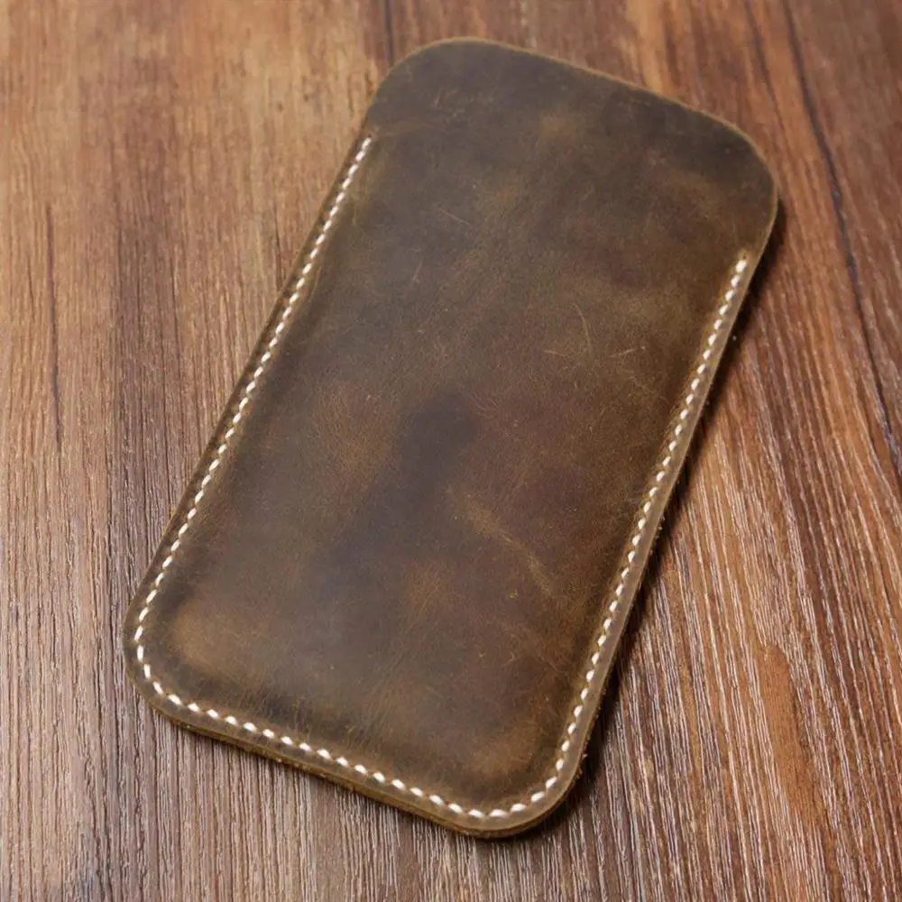 Потертый чехол из коричневой кожи для iPhone 8 Plus/iPhone с рукавами 7 XS Max мужчин и женщин