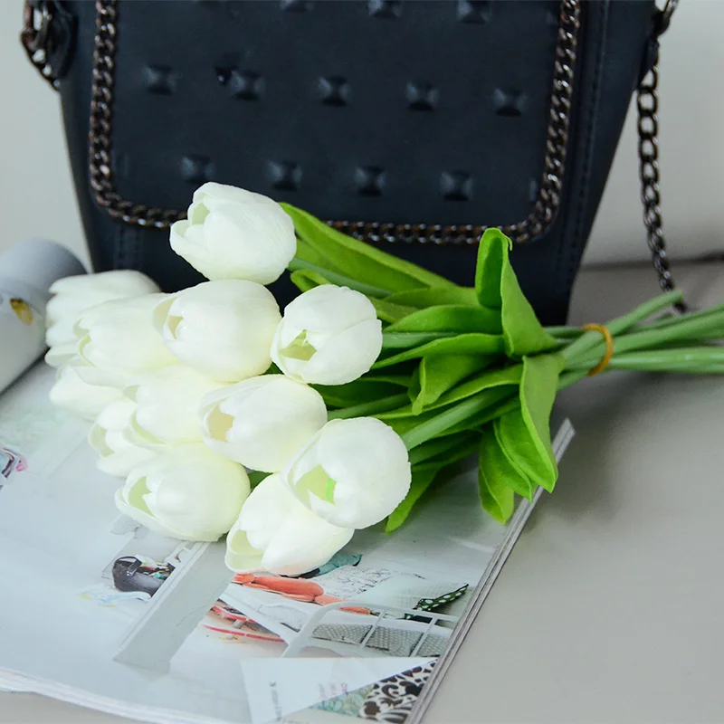 6 шт. Белый Искусственный тюльпан из искусственной кожи искусственные цветы для