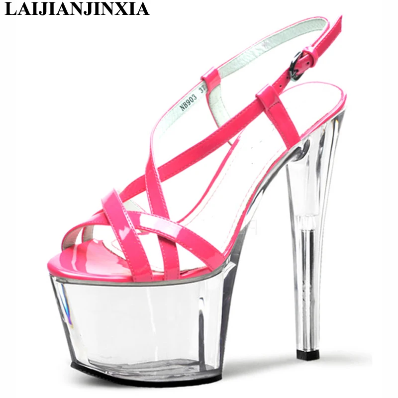 

LAIJIANJINXIA Sexy Same Star Women Dancing Shoes Wedding Party 17cm Stiletto High Heels Platform Sandals Pole Dance Shoes