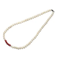 small and exquisite design add white beads mixed with dark red beads 6 7 mm freshwater natural pearl necklace