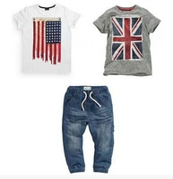 retail children summer clothes set kids boys clothing sets short sleeve 2pcs t shirtjeans 3pcs set drop shipping