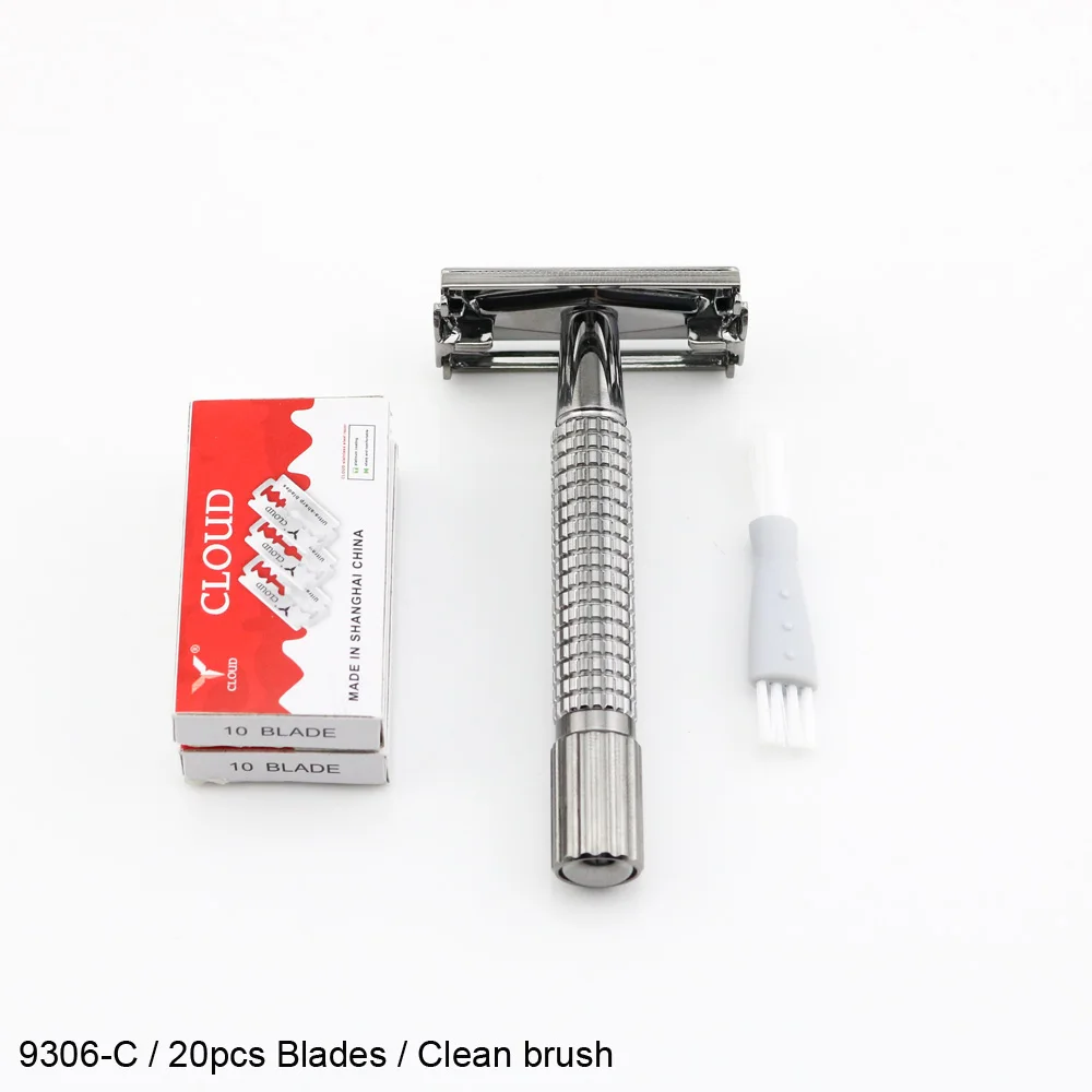 WEISHI Безопасная бритва с бабочкой, Высококачественная бритва, металлическая бритва 9306-F Серебристая 9306-C, цвет пистолета 9306-I, бронзовая Черная Новинка - Цвет: C20Blades