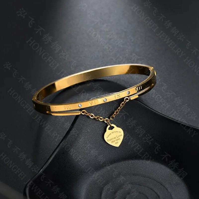 New Rome Digital Rose Golden Stainless Steel Bracelet Forever Love Hanging Hand Jewelry | Украшения и аксессуары