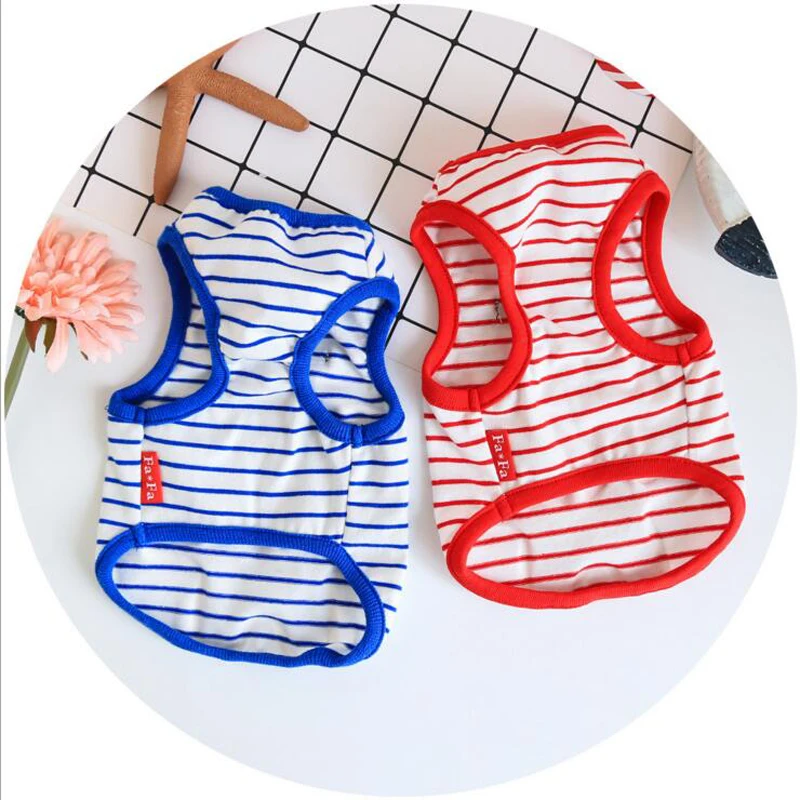 PETSTYLE хлопка в полоску с принтом собаки жилет Мультфильм весна Собака футболки