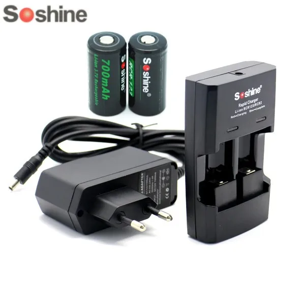 Soshine S5 2 слота CR123A 16340 зарядное устройство с шт. RCR123 700 мАч 3 7 в перезаряжаемая литий