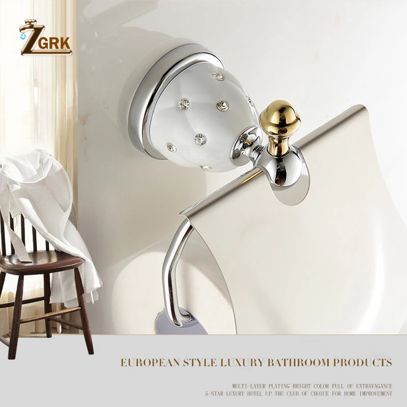 zgrk brass toilet paper holder tissue hanger bathroom rolling paper holder wall room tray mat chrome gold wall mount hold free global shipping