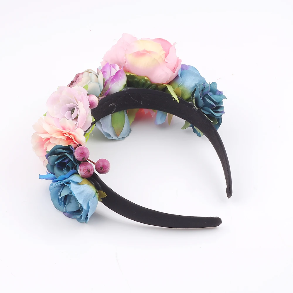 

Boho artificial flower crown headpiece Women Wedding Floral Head Wreath Bridesmaid Bridal Headpiece Female Flower Headband