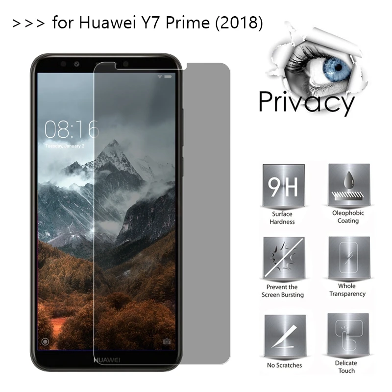 Для Huawei Y7 Prime (2018) 2.5D антишпионское закаленное стекло для защиты экрана