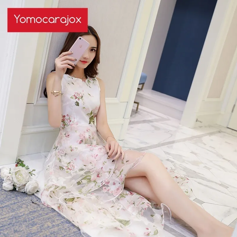 Женские платья макси с круглым вырезом Yomocarajox брендовые стильные кружевные без