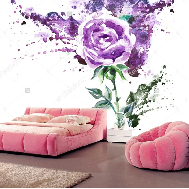 Фотообои на заказ ручная роспись фиолетовая Роза Настенные обои для гостиной