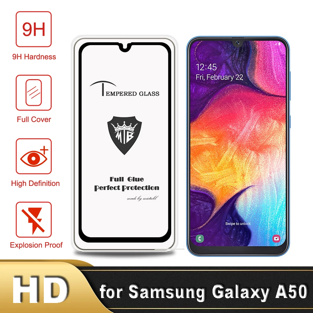 Закаленное стекло на samsung Galaxy A50 A505 M20 Защитная стеклянная пленка для телефона