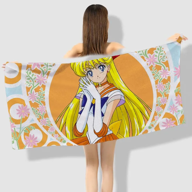 Anime Manga Sailor Moon Bath Towel Beach Towel 001: Pretty Soldier Moon image 4
