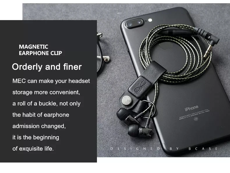 Xiaomi Bcase MEC магнитный зажим для наушников три цвета кожаная пряжка Органайзер проводов для наушников держатель портативный кабель