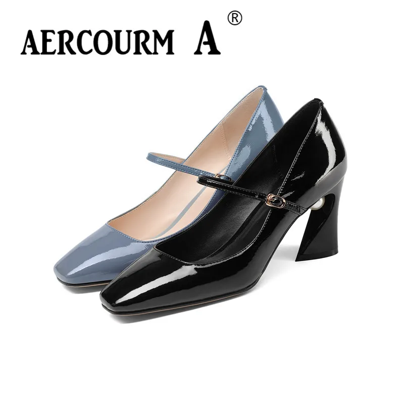 туфли с пряжкой обувь жемчуг Aercourm A 2018 г. Для женщин ремешок модная Женский яркий