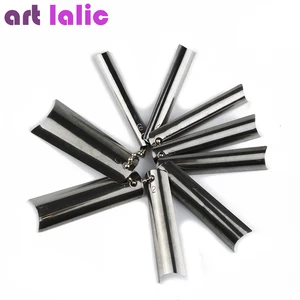 Удобные французские наконечники Smile Line, розовый и белый инструмент для резки акриловых УФ-гель для дизайна ногтей, 9 размеров, шаблон для триммера для кромок