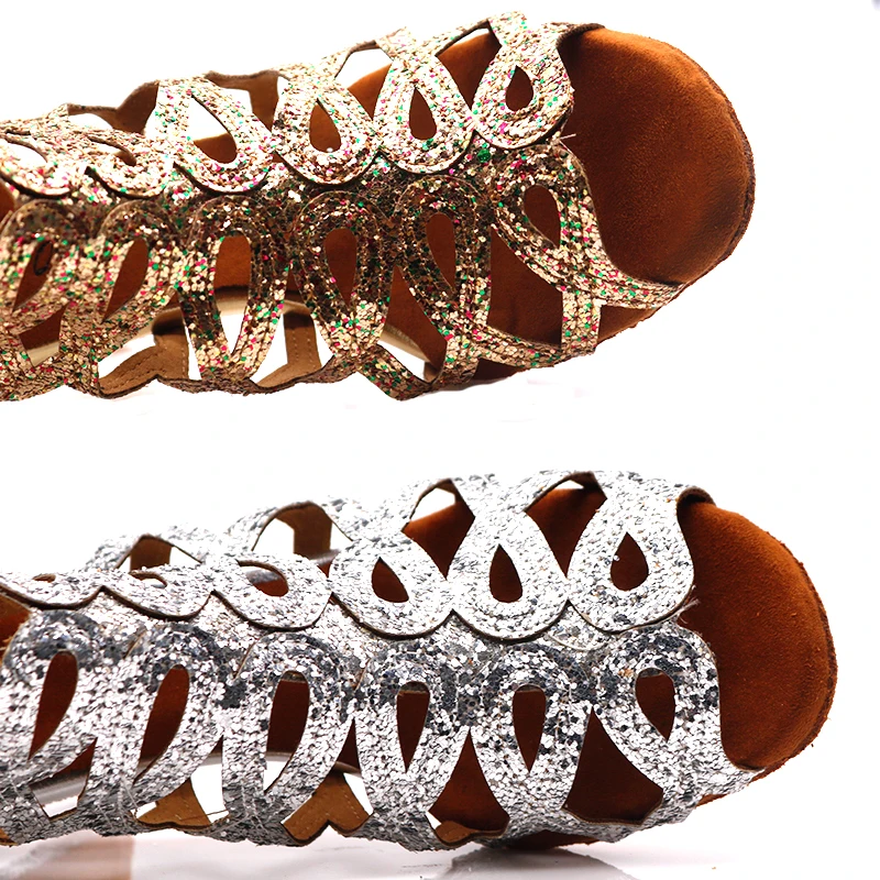 Женские туфли для латиноамериканских танцев Samisoler блестящие с вырезами