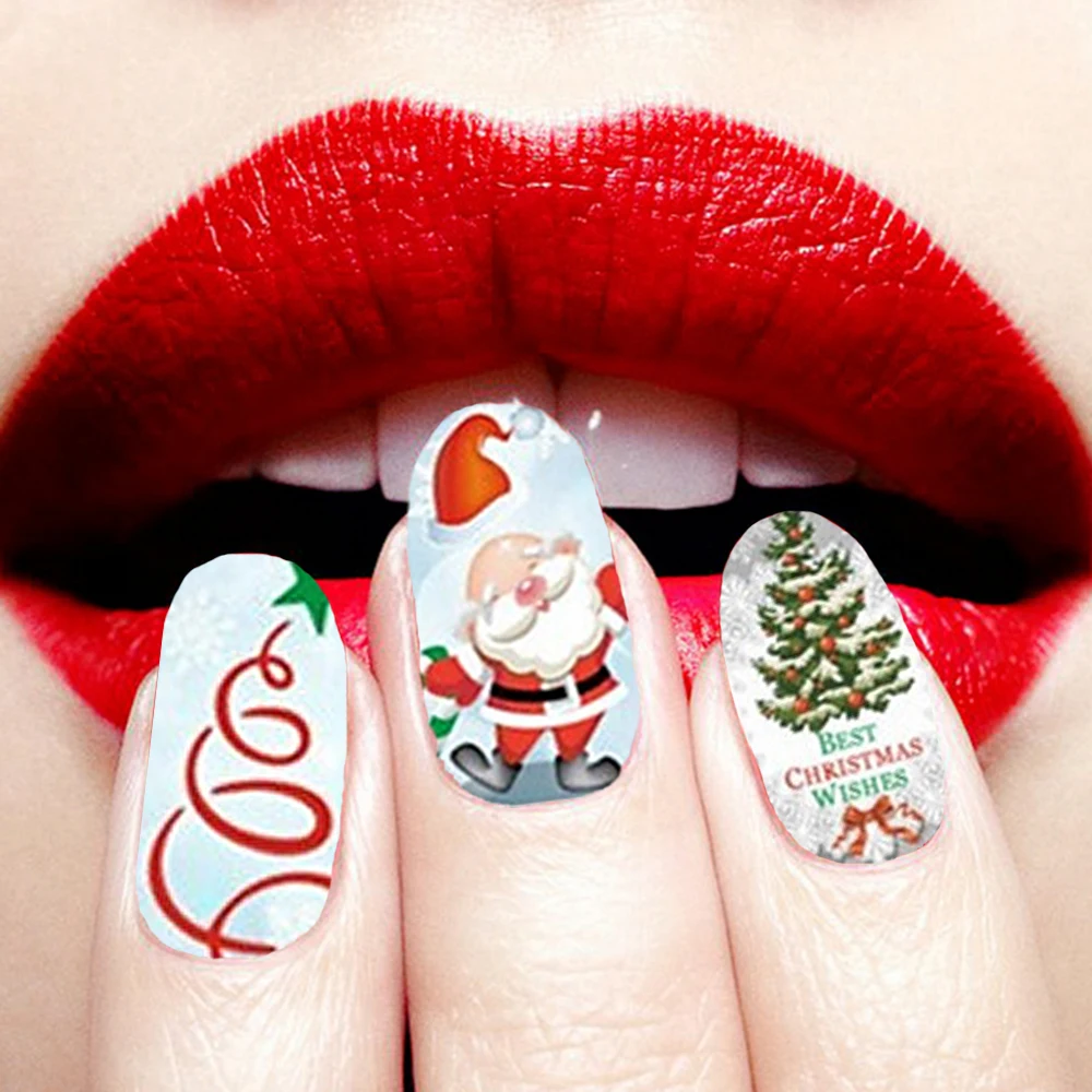 1 шт. светящиеся наклейки для ногтей рождественские фрукты Санта Клаус дизайн
