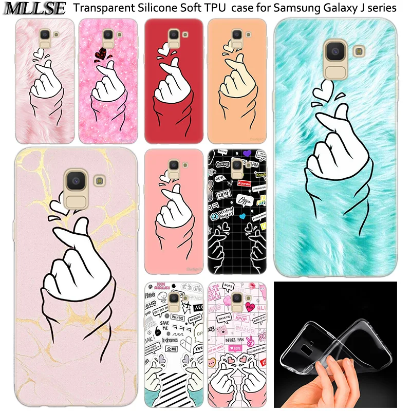 Силиконовый чехол Love on the finger kpop heart для Samsung Galaxy J2Pro J4 J6 J8 2018 J3 J5 J7 2016 2017EU Prime CORE Plus