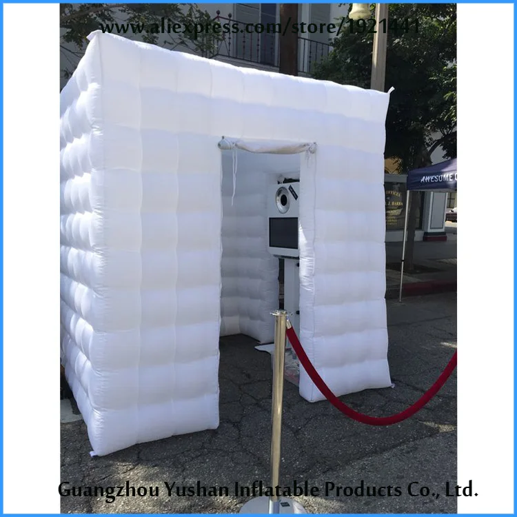 Kopen 8ft Bruiloft Achtergrond Decoratie Opblaasbare Foto Booth Geen Led-verlichting Opblaasbare Kubus Tent Voor Christmas Party Decoratie
