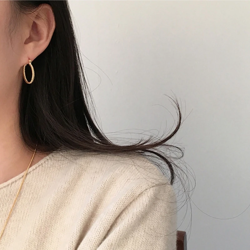 Женские серьги-кольца LouLeur элегантные круглые серьги из Кореи с серебристым