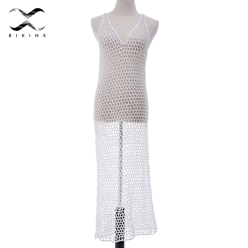 Bikinx ручная работа крючком накидка белое пляжное платье 2018 белый купальник