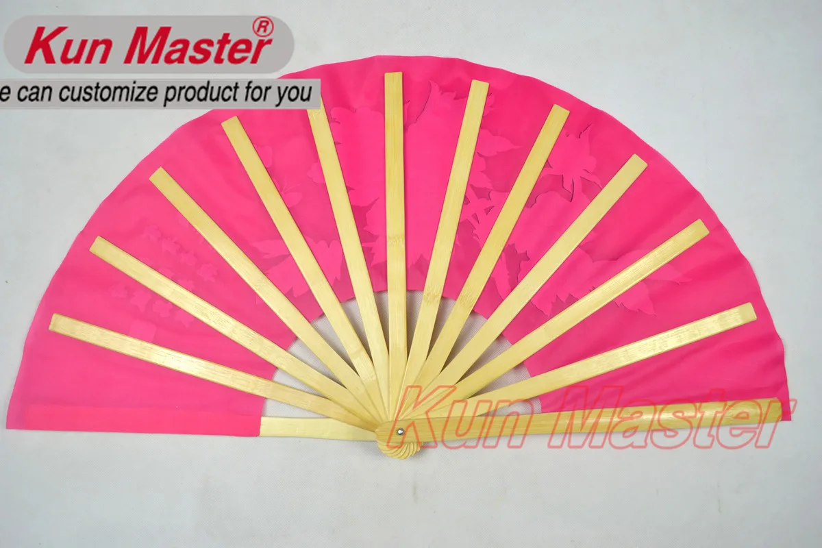 Кун мастер 34 см бамбуковый Китайский кунг-фу тайчи веер с пионами розовый дизайн |