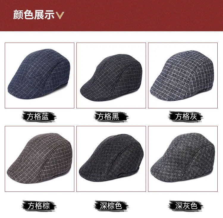YIFEI Newsboy твидовый плед Gatby Painter Planas Gorras Взрослый Регулируемый зимний мужской утепленный шерстяной клетчатый теплый берет