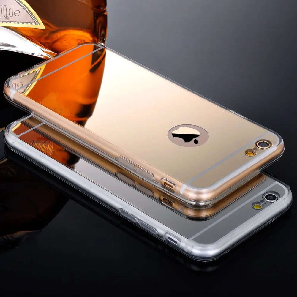Роскошный блестящий зеркальный чехол из розового золота для Iphone 6 6S Plus 5