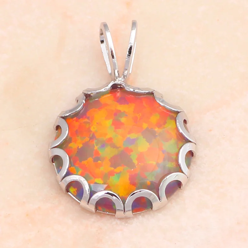Офисные Стиль простой но великолепный оранжевый кулон огненный опал Серебро