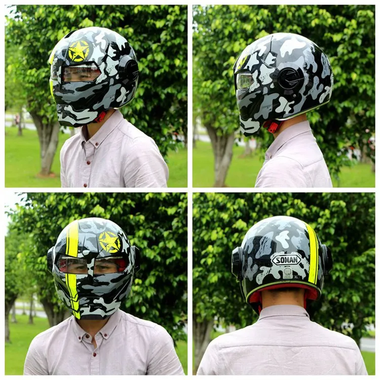 SOMAN Iron Man Motorcycle Helmet Flip up Motorbike Robot Style Helmet Motocross Casco Moto Cross Helm DOT Approval 515